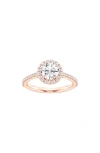 Badgley Mischka Collection 14k Gold Round Lab Created Diamond Halo Ring In Pink