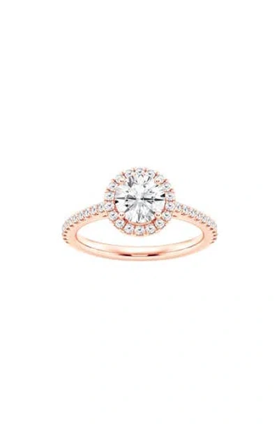 Badgley Mischka Collection 14k Gold Round Lab Created Diamond Halo Ring In Pink