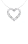 Badgley Mischka Collection 14k White Gold Near Colorless Lab Grown Heart Diamond Necklace In 1.5 Ctw White Gold