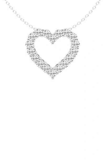 Badgley Mischka Collection 14k White Gold Near Colorless Lab Grown Heart Diamond Necklace In 1.5 Ctw White Gold