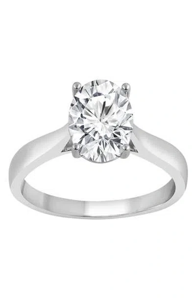 Badgley Mischka Collection 14k White Gold Near Colorless Lab Grown Oval Diamond Solitaire Ring In 3 Ctw White Gold