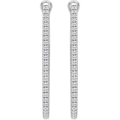 Badgley Mischka Collection 14k White Gold Near Colorless Lab Grown Round Diamond Hoop Earrings In 1 Ctw White Gold