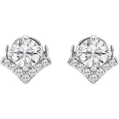 Badgley Mischka Collection 14k White Gold Near Colorless Lab Grown Round Diamond Stud Earrings In 1.11 Ctw White Gold