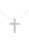 Badgley Mischka Collection 14k Yellow Gold Near Colorless Lab Grown Cross Diamond Necklace In 3 Ctw White Gold