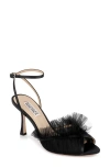 Badgley Mischka Collection Aisha Ankle Strap Sandal In Black Satin