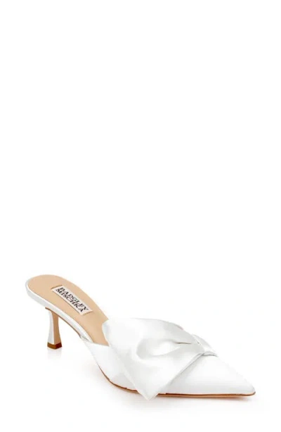 Badgley Mischka Collection Alaya Pointed Toe Mule In White Satin