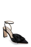Badgley Mischka Collection Alease Ankle Strap Pointed Toe Pump In Black Satin