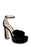 Badgley Mischka Alora Ii Platform Sandals Black Velvet In Black Velvet