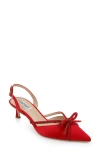 Badgley Mischka Collection Angelina Slingback Pointed Toe Kitten Heel Pump In Red Satin