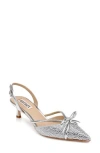 Badgley Mischka Collection Angelina Slingback Pointed Toe Kitten Heel Pump In Silver