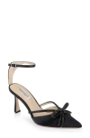 Badgley Mischka Collection Ann Ankle Strap Pointed Toe Pump In Black Satin