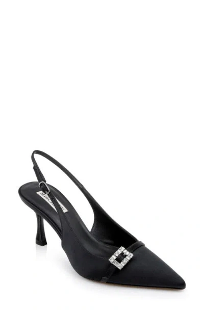 Badgley Mischka Collection Annmarie Slingback Pointed Toe Pump In Black Satin