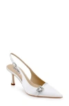 Badgley Mischka Collection Annmarie Slingback Pointed Toe Pump In White