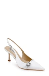 Badgley Mischka Collection Annmarie Slingback Pointed Toe Pump In Soft White