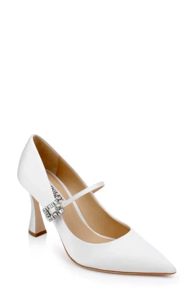 Badgley Mischka Collection Antonia Pointed Toe Mary Jane Pump In White Crepe