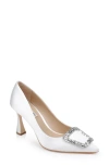 Badgley Mischka Collection Aubree Pointed Toe Pump In White Satin