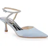 Badgley Mischka Collection Autumn Pointed Toe Ankle Strap Pump In Azure Blue Satin