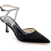 Badgley Mischka Collection Autumn Pointed Toe Ankle Strap Pump In Black Satin