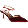 Badgley Mischka Collection Autumn Pointed Toe Ankle Strap Pump In Red Velvet