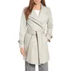 Badgley Mischka Collection  Faux Leather Trim Wool Blend Coat In Gray