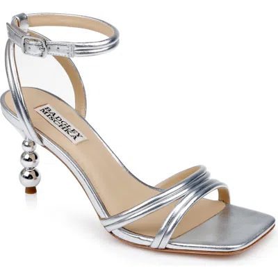 Badgley Mischka Collection Belen Ankle Strap Sandal In Silver Leather