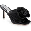 Badgley Mischka Collection Blythe Slide Sandal In Black Satin