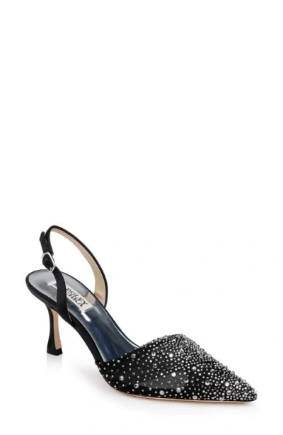 Badgley Mischka Collection Brenna Slingback Pointed Toe Pump In Black Satin