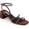 Badgley Mischka Collection Brisa Ankle Strap Sandal In Chocolate Satin