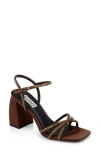 Badgley Mischka Collection Brixley Ankle Strap Sandal In Chocolate Satin