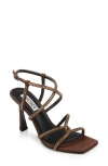 Badgley Mischka Collection Brooke Ankle Strap Sandal In Chocolate Satin
