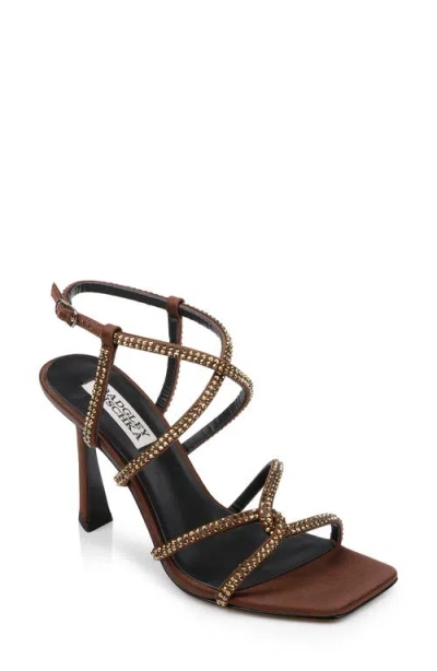 Badgley Mischka Collection Brooke Ankle Strap Sandal In Chocolate Satin