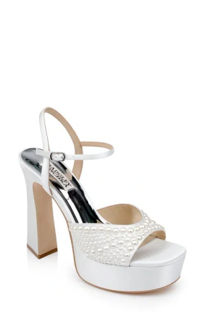 Badgley Mischka Bryleigh Mp7421 Sandals Womens White Satin Block Heel Gal2105