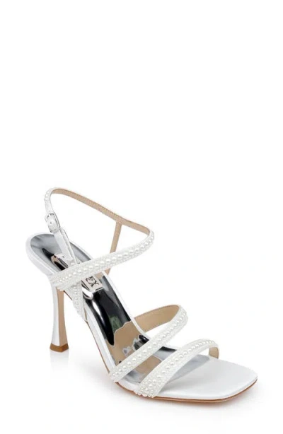 Badgley Mischka Collection Brynlee Ankle Strap Sandal In White Satin