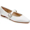 Badgley Mischka Collection Brystol Mary Jane Flat In Ivory Crepe