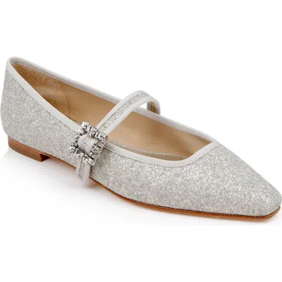Badgley Mischka Collection Brystol Mary Jane Flat In Silver Fabric