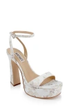 Badgley Mischka Collection Caia Ankle Strap Platform Sandal In Ivory Jacquard