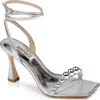 Badgley Mischka Cailey Ankle Strap Metallic Sandal In Silver