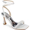 Badgley Mischka Cailey Ankle Strap Metallic Sandal In Soft White