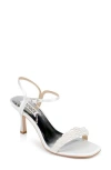 Badgley Mischka Collection Caitlyn Metallic Satin Sandal In Soft White