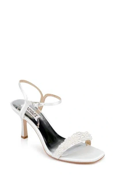 Badgley Mischka Collection Caitlyn Metallic Satin Sandal In Soft White