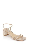 Badgley Mischka Carlota Metallic Embossed Ankle-strap Sandals In Platino