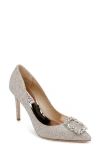 Badgley Mischka Cher Womens Shimmer Glamour Dress Shoes In Champagne