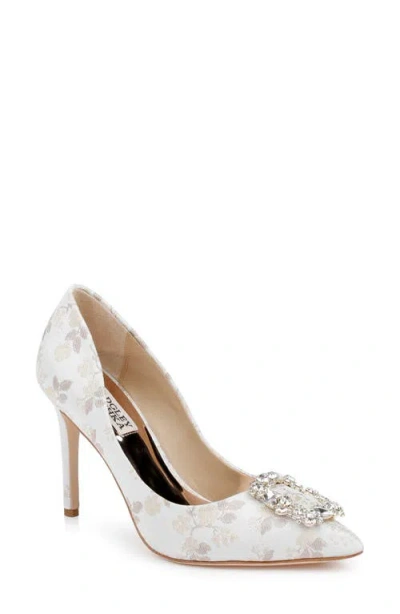 Badgley Mischka Collection Cher Crystal Embellished Pump In Ivory Jacquard