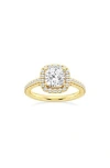 Badgley Mischka Collection Cushion Cut Lab Created Diamond Halo Ring In Gold