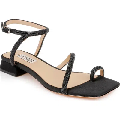 Badgley Mischka Collection Dakotah Ankle Strap Toe Loop Sandal In Black Crepe
