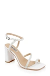 Badgley Mischka Collection Dalilah Ankle Strap Toe Loop Sandal In White Satin