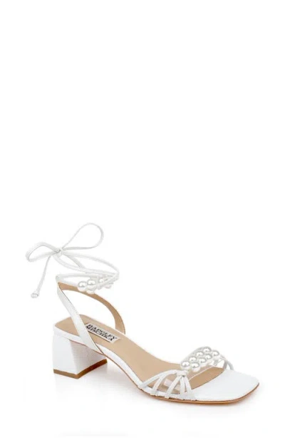 Badgley Mischka Collection Deja Ankle Wrap Sandal In White Leather