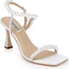 Badgley Mischka Collection Demi Ankle Strap Sandal In White Satin