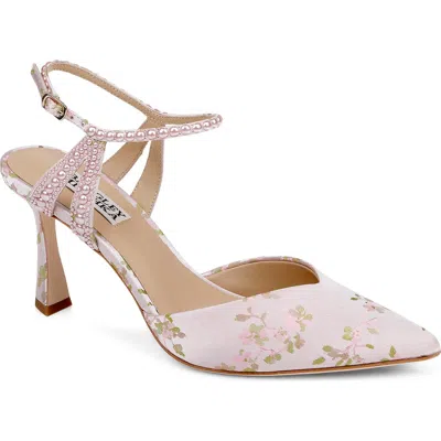 Badgley Mischka Collection Destinee Ankle Strap Pointed Toe Pump In Light Pink
