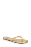 Badgley Mischka Dynah Heart Leather Flat Sandals In Gold Leather